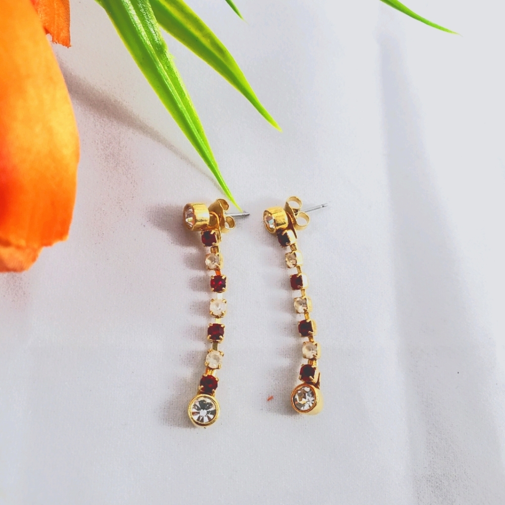 Avon Day Into Evening Earrings Ruby Red Pierced - image 1